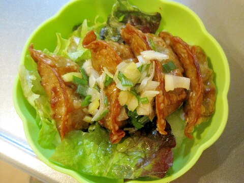 揚げ餃子のネギダレ丼